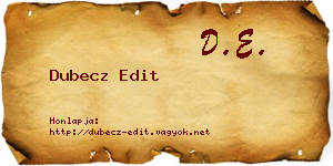 Dubecz Edit névjegykártya